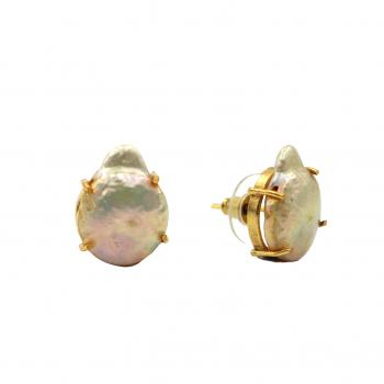 Gold Plated Pearl  Stone Seated Earrings - Timeless Beauty 